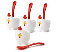 Joie Rooster Doodle Egg Cup Set, Durable and Easy to Clean, White, 4-Piece