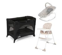 Joie Travel Cot, Bouncer & Highchair 3-Piece Bundle - Shale/ABC/Cosmo Tan