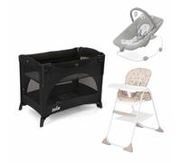 Joie Travel Cot, Bouncer & Highchair 3-Piece Bundle - Shale/Potrait/Cosmo Tan