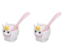 Joie Unicorn Egg Cup and Spoon Set - BPA-Free Plastic Breakfast Cups for Soft & Hard-Boiled Eggs, 2-Piece, Light Pink