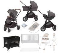 Joie Versatrax Cycle Trio Travel System with Henbury Cot Bed & Mattress 8-Piece Bundle - Shell Grey