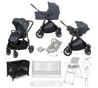 Joie Versatrax E Trio Travel System with i-Snug 2, Cot Bed & Mattress 8-Piece Bundle - Moonlight