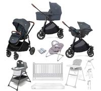 Joie Versatrax E Trio Travel System with i-Snug 2, Cot Bed & Mattress 8-Piece Bundle - Moonlight