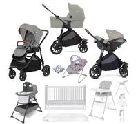 Joie Versatrax E Trio Travel System with i-Snug 2, Cot Bed & Mattress 8-Piece Bundle - Pebble