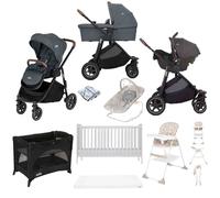 Joie Versatrax Travel System with Henbury Cot Bed & Mattressw 8-Piece Bundle - Moonlight