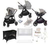 Joie Versatrax Travel System with Henbury Cot Bed & Mattressw 8-Piece Bundle - Pebble