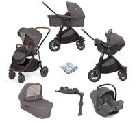Joie Versatrax Trio Cycle Travel System with i-Snug 2 Car Seat, Ramble XL Carry Cot & i-Base LX2 - Shell Grey
