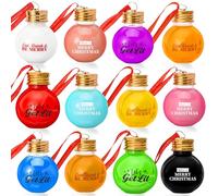 Joiedomi 1.7 oz 18 Pcs Christmas Boozeball Ornament Set, Xmas Booze Ball for Christmas Tree, Assorted Shatterproof Fillable Ball for Xmas Gift Holiday Party Favor
