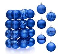 JOIEDOMI 24 Pcs Blue Christmas Balls Ornaments Set, 2.36" Shatterproof Christmas Tree Ornaments, Hanging Ornaments Decorations for Xmas Tree Wreath Garland Holiday Wedding Indoor Party Decor