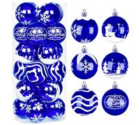 JOIEDOMI 24 Pcs Christmas Ball Ornaments, Deluxe Delicate Painting & Glittering Shatterproof Christmas Ornaments for Holidays, Party Decoration, Tree Ornaments, and Special Events (Blue&White, 2.36”)