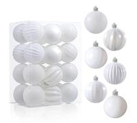 JOIEDOMI 24 Pcs White Christmas Balls Ornaments Set, 2.36" Christmas Tree Ornaments Shatterproof, Xmas Balls Hanging Decorations for Tree Wreath Garland Holiday Wedding Indoor Party Decor