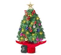 Joiedomi 24" Prelit Tabletop Christmas Tree with Warm Lights, Holly Berries, Pine Cones for Best Holiday Season Decorations