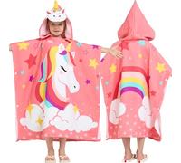 Joiedomi 24"x 24" Kids Beach Towels with Hood for Girls Flamingo Towels Toddler Bath Towel Quick Dry Soft Microfiber