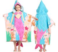 Joiedomi 30"x30" Kids Beach Towels with Hood for Girls Mermaid Towels Toddler Bath Towel Quick Dry Soft Microfiber