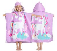 Joiedomi 30"x30" Kids Beach Towels with Hood for Girls Unicorn Towels Toddler Bath Towel Quick Dry Soft Microfiber