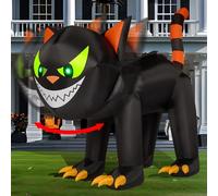 Joiedomi 7 ft Long Halloween Inflatable Cat with Build-in Green Lights, Blow Up Inflatable Black Crawling Cat with Moving Head Green Eyes for Halloween Party Indoor, Outdoor, Yard, Garden, Lawn Decor