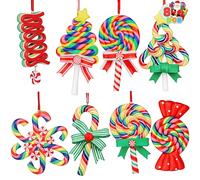 JOIEDOMI 8 PCS Colorful Christmas Lollipop Ornaments - Rainbow Decorative Hanging Ornaments for Christmas Tree, Candy Cane Lane, Party Favors, Gifts