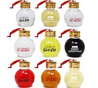 JOIEDOMI 9 Pcs Boozeball Christmas Ornaments Set 50ml Fillable Ball Ornaments Christmas Decorations for Christmas Holiday Indoor and Outdoor Christmas Decorations