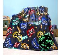 Joiedomi Glow in The Dark Blanket, Gaming Grey Gifts Toys for Girls Age 4 5 6 7 8 9 10 11 12 Year Old, Soft Cozy Flannel Kids Throw Blanket, Birthday Bedroom Decor 50"×60"