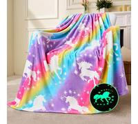 Joiedomi Glow in The Dark Blanket - Pink Unicorn Gifts for Girls Age 2 3 4 5 6 7 8 9 10 11 12 Year Old - Soft Cozy Flannel Kids Throw Blanket - Birthday Bedroom Decor 50"×60"