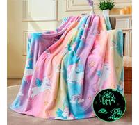 Joiedomi Glow in The Dark Blanket Unicorns Gifts Toys for Girls Age4 5 6 7 8 9 10 11 12 Year Old, Soft Cozy Flannel Kids Throw Blanket, Birthday Bedroom Decor 50"×60"