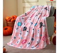 Joiedomi Halloween Throw Blanket - Soft Plush Halloween Blanket - Cute Pink Ghost Blanket - Cozy Flannel Halloween Decoration for Party Sofa Bed Living Room 50"x60"