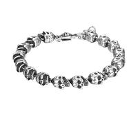 Joielavie 21CM Bracelet Multi Skulls Skeleton Stainless Steel Punk Gothic Halloween Wristband Hand Chain Jewellery For Men