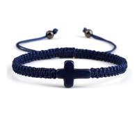 Joiigaem Handmade Braided Cross Bracelet for Men Women Adjustable Hand Woven Rope Red Black Bracelets Turquoise Cross Charm Religious Christian Jewelry, One Size, Braided, no gemstone