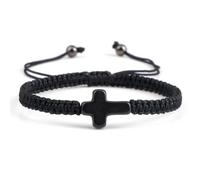 Joiigaem Handmade Braided Cross Bracelet for Men Women Adjustable Hand Woven Rope Red Black Bracelets Turquoise Cross Charm Religious Christian Jewelry, One Size, Braided, no gemstone