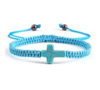 Joiigaem Handmade Braided Cross Bracelet for Men Women Adjustable Hand Woven Rope Red Black Bracelets Turquoise Cross Charm Religious Christian Jewelry, One Size, Braided, no gemstone