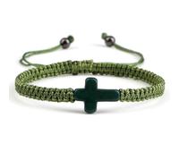 Joiigaem Handmade Braided Cross Bracelet for Men Women Adjustable Hand Woven Rope Red Black Bracelets Turquoise Cross Charm Religious Christian Jewelry, One Size, Braided, no gemstone