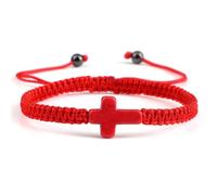 Joiigaem Handmade Braided Cross Bracelet for Men Women Adjustable Hand Woven Rope Red Black Bracelets Turquoise Cross Charm Religious Christian Jewelry, One Size, Braided, no gemstone