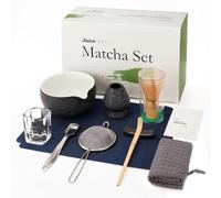 Joiish 10-Pcs Matcha Kit Set, Whisk and Bowl with Spout & Measuring Spoon, Japanese Tea Making Tools, Charcoal Grey