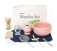 Joiish 10-Pcs Matcha Kit Set, Whisk and Bowl with Spout & Measuring Spoon, Japanese Tea Making Tools, Pink