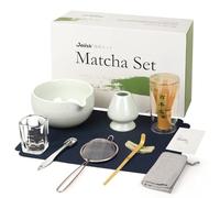Joiish Matcha Tea Set, 10-Piece Mathca Kit, Whisk and Bowl with Spout and Measuring Spoon, Japanese Tea Preparation Tools, Grey