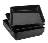 JOIKIT 10 PCS 11 x 11 Inch Square Plant Saucer, Plastic Plant Saucer Drip Tray, Square Flower Pot Tray for Indoors and Outdoor Plant Pots, 1.5 Inch Deep, Black