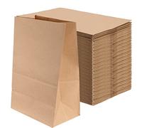 JOIKIT 100 Pack Large Brown Kraft Paper Bags - 20 x 30 x 12.5 cm Sandwich & Grocery Bags for Food, Bread & Birthday Parties