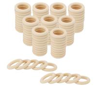 JOIKIT 100 Pcs 55mm Wooden Rings, Unfinished Round Wood Rings, Wooden Loops Pendant Connectors for DIY Arts and Crafts, Home Decor