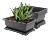 JOIKIT 4 Packs 11 Inch Large Plastic Bonsai Pots with Drainage Tray, Rectangular Bonsai Training Planter Pots, Plant Growing Bonsai Tree Pots for Garden, Decoration, Balcony