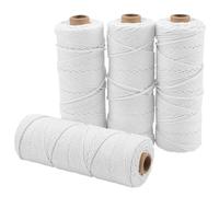 JOIKIT 4 Rolls x 100m Cotton Twine, 2mm White Cotton String, Macrame Cord 328ft for Art, DIY Crafts, Decorating, Gardening