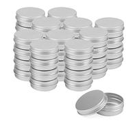 JOIKIT 40 PCS 30ml 1oz Aluminum Tin Cans, Silver Round Tin Containers with Screw Lid, Empty Metal Travel Container Tin Jars for Make Up, Candles, Jewelry