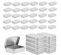 JOIKIT 40Pcs Rectangular Hinged Storage Tin, 9.5 x 6 x 2cm Silver Small Metal Tin Box for Candy, Keys, Teas