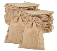 JOIKIT 50 Pcs 10 x 14cm Jute Bags with Drawstring, Burlap Hessian Bag for Wedding Gift DIY