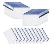 JOIKIT 50 PCS A5 Plastic Mesh Wallet Zip, White Zip Document Pouch, Zipper Folder, Zipper Bag for Paper, Files