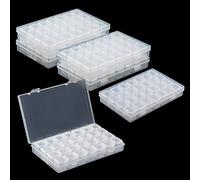 JOIKIT 6 Packs Diamond Embroidery Box, 28 Grids Diamond Art Storage Boxes, Plastic Cross Stitch Boxes, Clear Storage Boxes Storage Organizer for Sewing, Nail