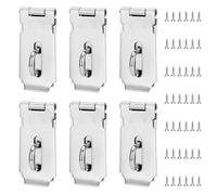 JOIKIT 6 PCS 3 Inch Padlock Hasp, 304 Stainless Steel Door Security Clasp, Door Latch Lock with Screw, Shed Lock Hasp for Home Door, Cabinet, Gate