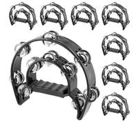 JOIKIT 8 PCS 23 x 20 cm Black Double Row Tambourines, Half Moon Tambourines for Musicians Singers Bands