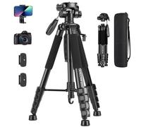 JOILCAN 74"/188cm Camera Tripod, Aluminum Outdoor Lightweight Camera Tripod Stand for DSLR/Canon/Nikon/Video Photography, Compact Travel Tripods with Phone Holder & Carry Bag, Up to 14LB, Black