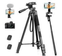 JOILCAN 83" Tall Tripod for Camera, Aluminum Camera Phone Tripod with 3 Way Pan Head, 37.8" Monopod Selfie Stick for Smartphone with Remote, Compact Mobile Phone Tripods for iPhone with Travel Bag