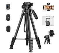 JOILCAN iPad Tripod for Phone, 68" Camera tripod for Tablet with Detachable Head, Lightweight Aluminum Travel Tripod for iPad Pro, Webcam, DSLR with Phone Holder and Shutter
